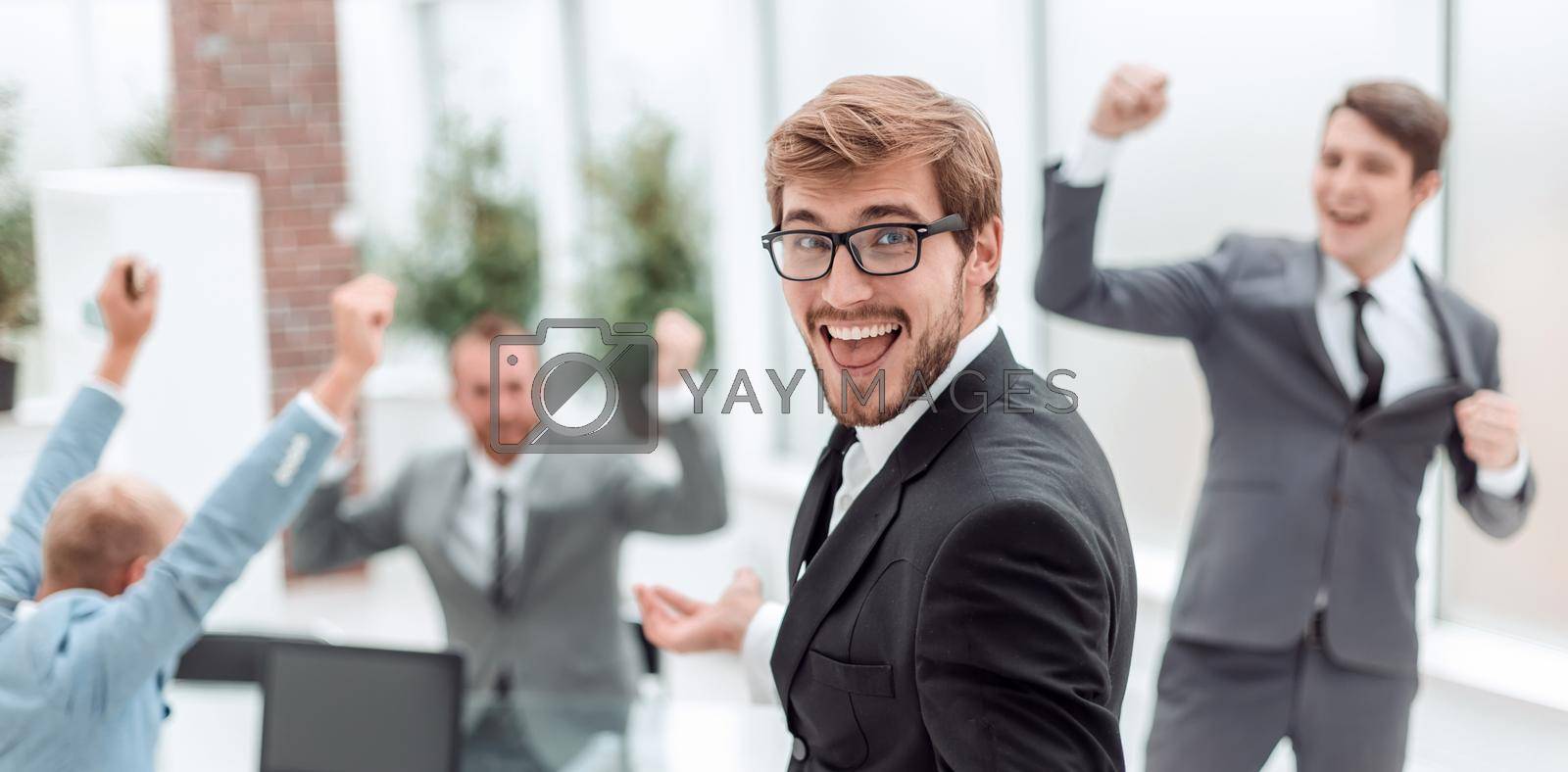 Royalty free image of close up. happy boss standing in the office by asdf