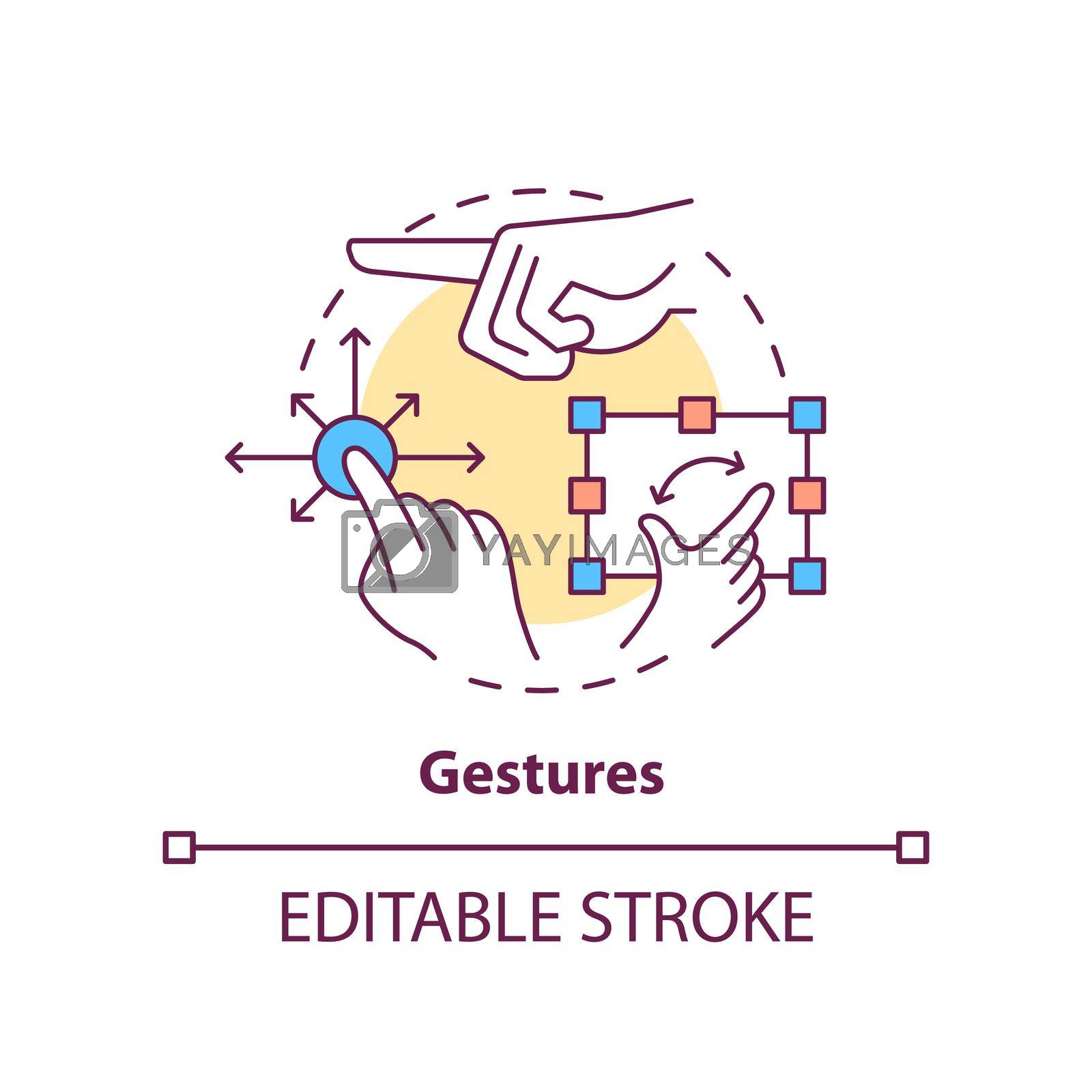 Gestures concept icon. Behavioral measurement abstract idea thin line illustration. Hand movements recognition. Isolated outline drawing. Editable stroke. Arial, Myriad Pro-Bold fonts used