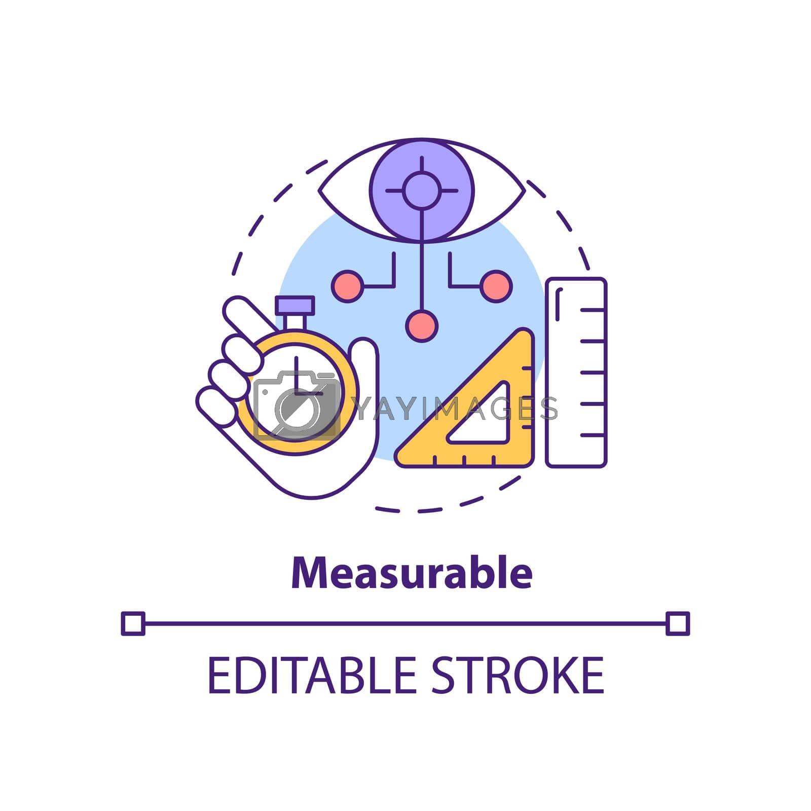 Measurable concept icon. Biometric data benefit abstract idea thin line illustration. Measuring individual features. Isolated outline drawing. Editable stroke. Arial, Myriad Pro-Bold fonts used