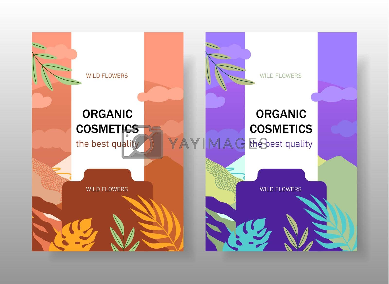 Royalty free image of Two banners with tropical leaves for packaging cosmetics. by steshnikova