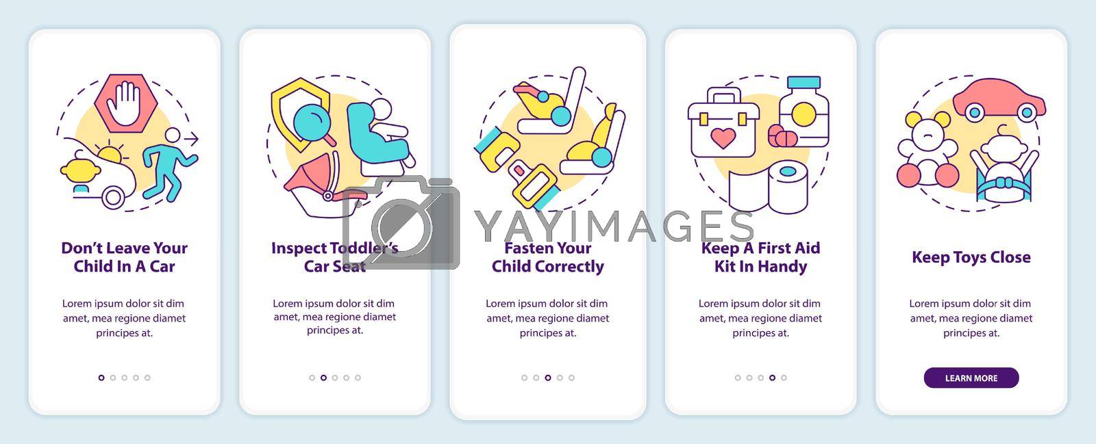 Royalty free image of Road trip with toddlers tips onboarding mobile app screen by bsd studio