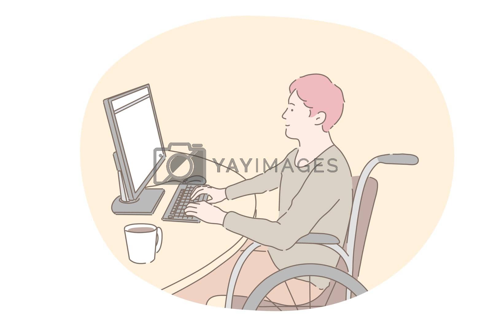 Royalty free image of Disabled people on wheelchair living happy active lifestyle concept by VECTORIUM