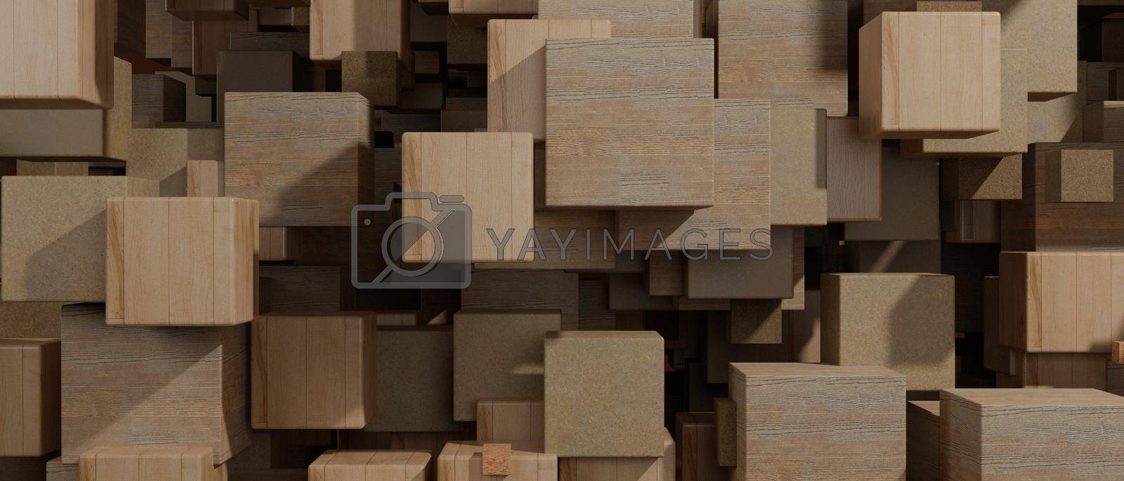 Royalty free image of Stack wooden blocks from natural wood background 3D Illustration by yay_lmrb