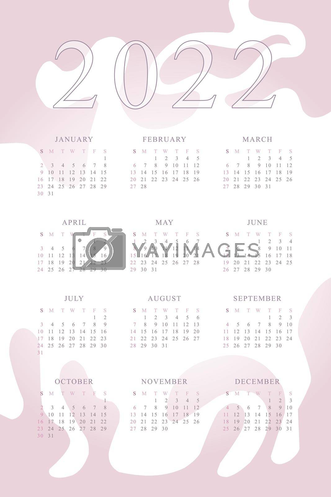 Royalty free image of 2022 calendar with delicate minimalist design pastel color palette by MariaTem