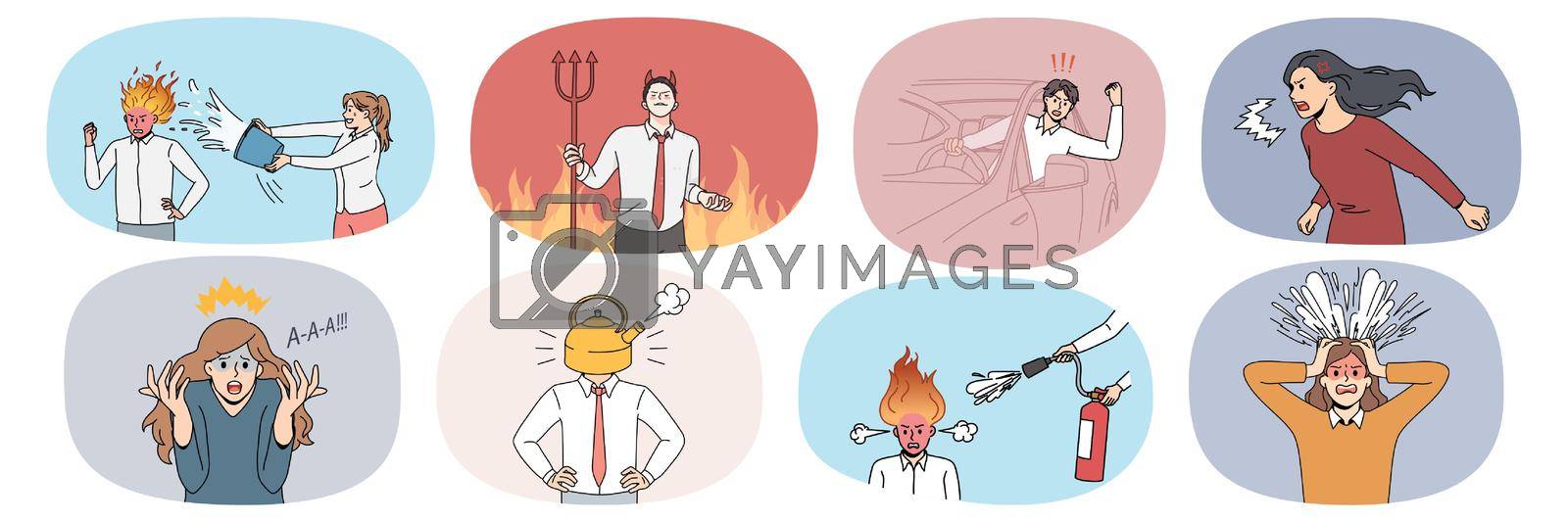 Royalty free image of Collection of furious people scream and yell by VECTORIUM