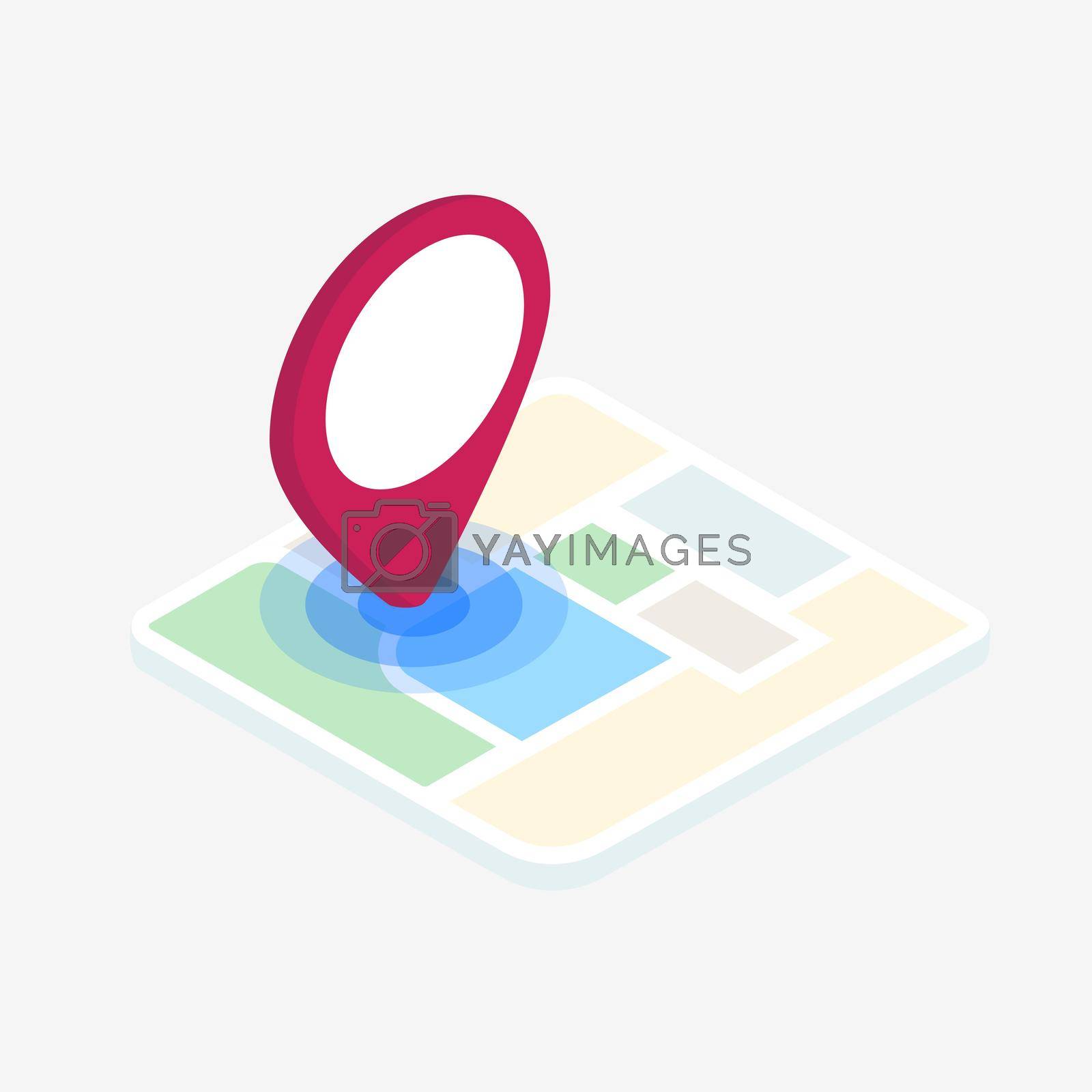 Royalty free image of Isometric map with red pin pint - gps location icon. Flat design concept. Vector illustration by bestforbest
