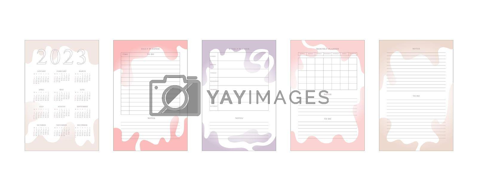 Royalty free image of 2023 calendar and daily weekly monthly planner to do list with delicate minimalist design by MariaTem