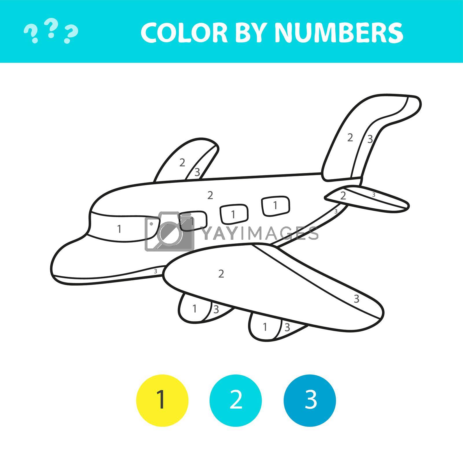 Royalty free image of Coloring by numbers cute vector plane. Educational game for children by natali_brill