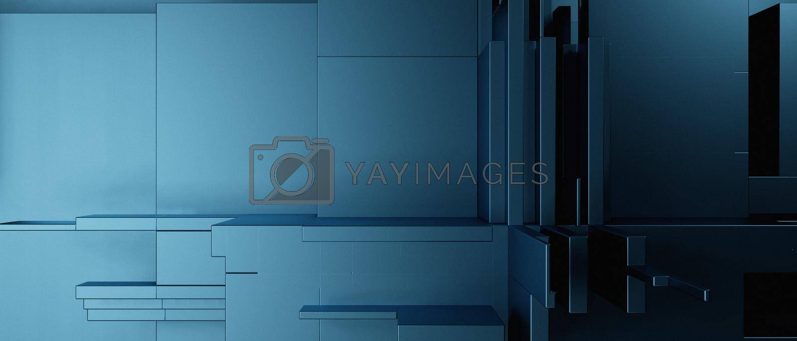 Royalty free image of Abstract Shiny Futuristic Geometric Tech Futuristic Cubes Future Blue Turquoise Iillustration Background Wallpaper 3D Render by yay_lmrb