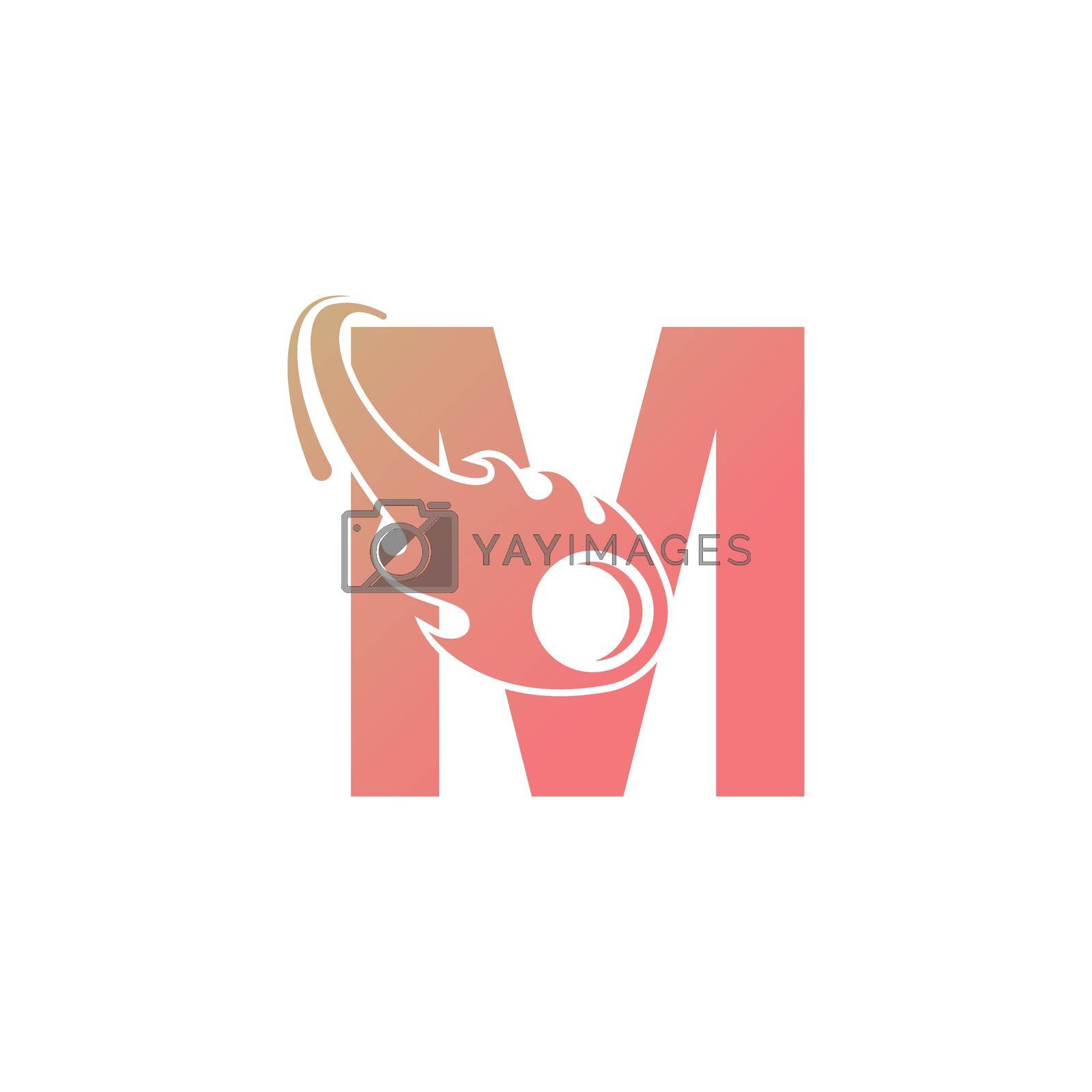 Royalty free image of Letter M is passed by a falling meteor icon illustration by bellaxbudhong3