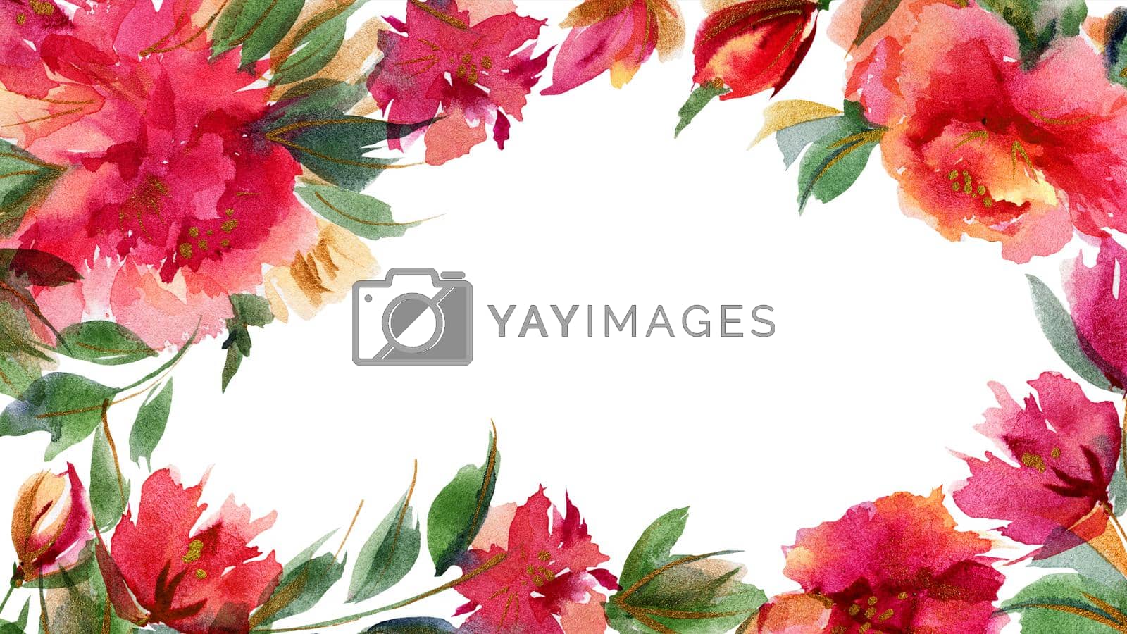 Royalty free image of Pink Peony botanical watercolor background by Xeniasnowstorm