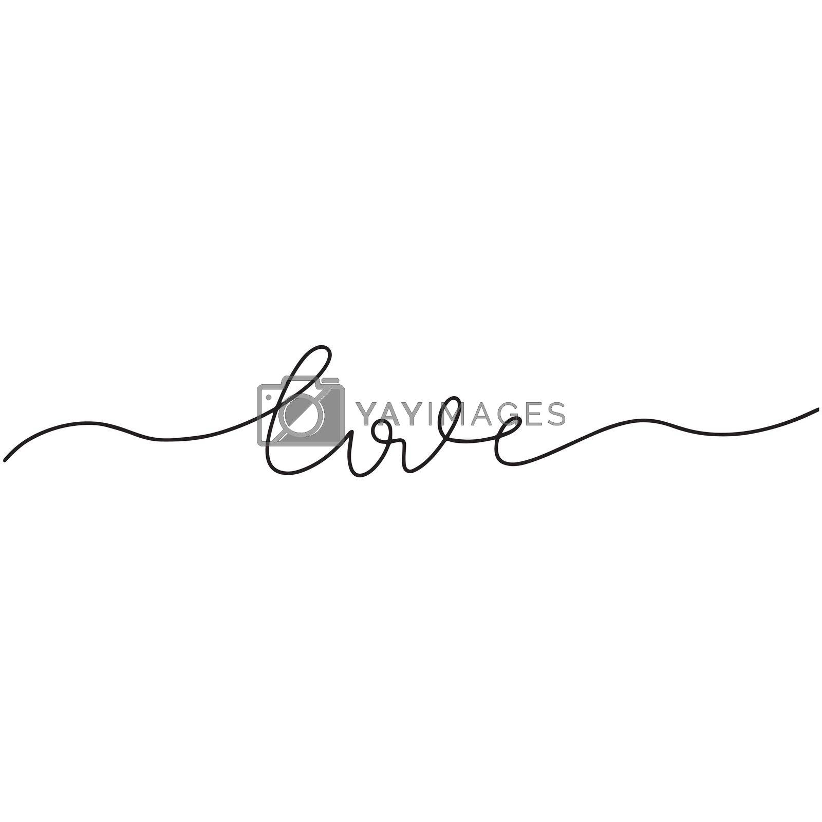 Continuous drawing inscription love. Fashion minimalist illustration. One line drawing.