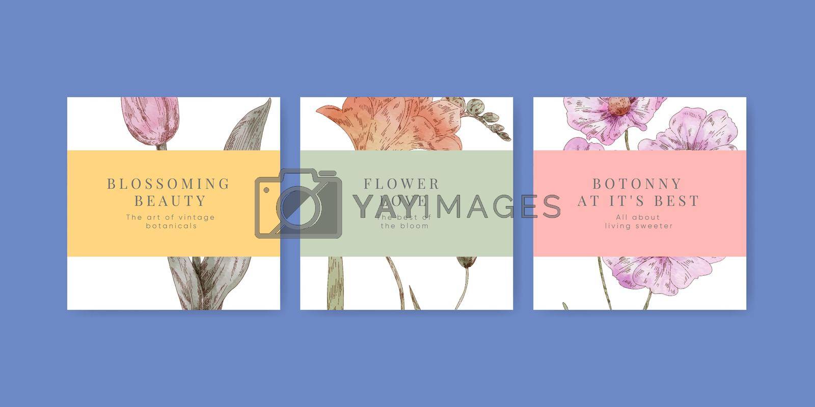 Royalty free image of Banner template with botanical vintage concept,watercolor style by Photographeeasia