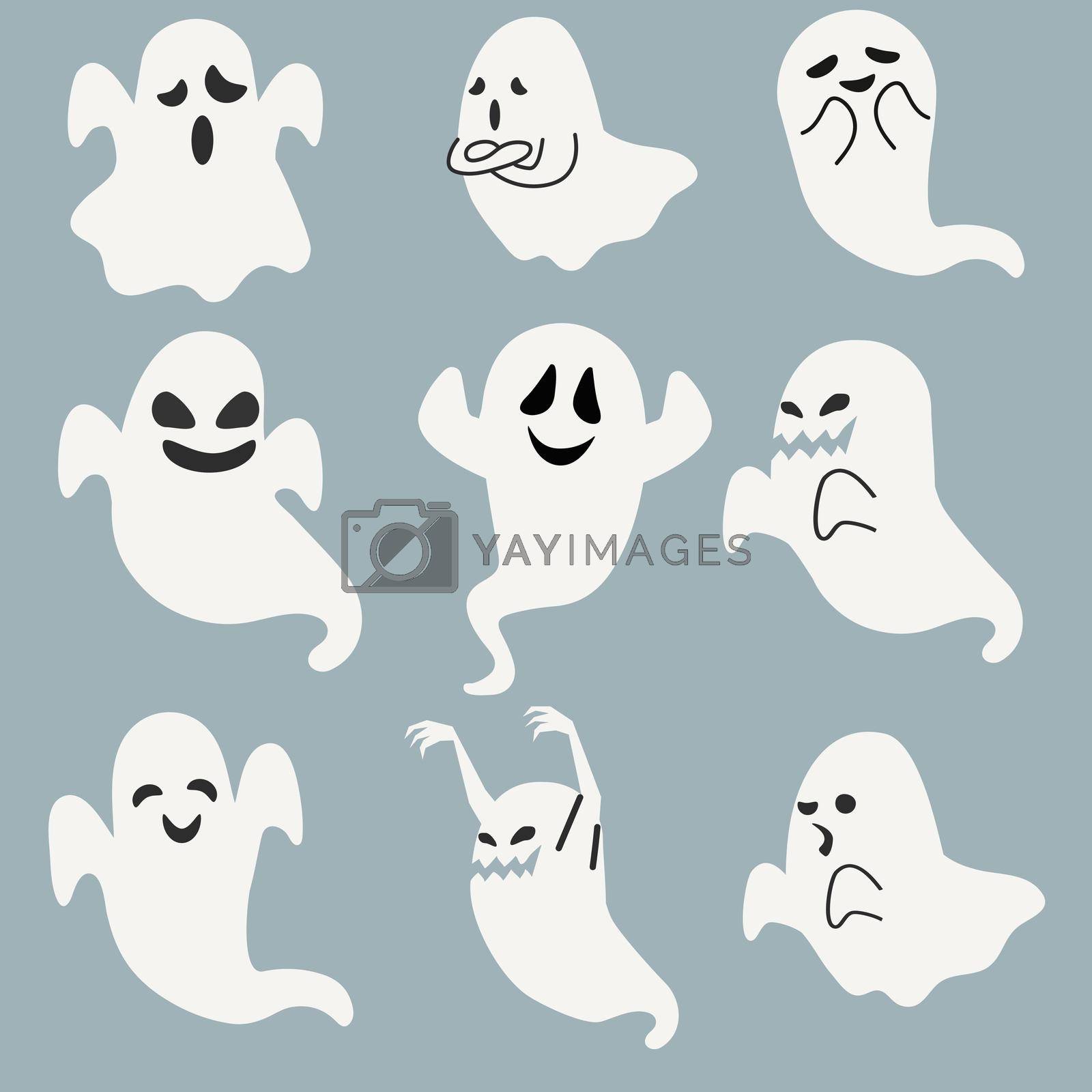 Royalty free image of Set of halloween ghosts  Spooky cartoon by focus_bell