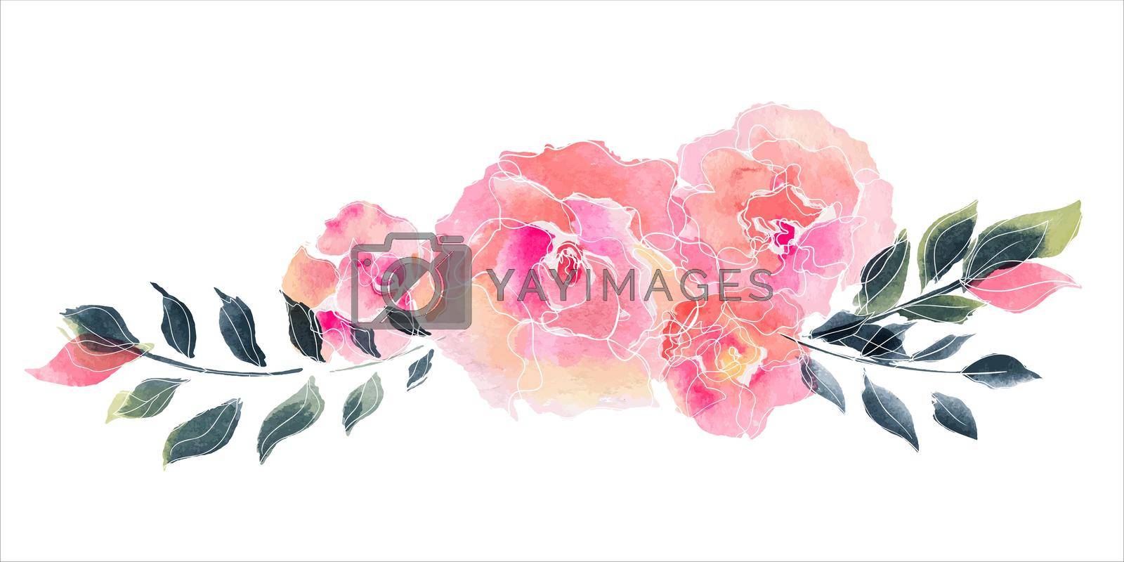 Royalty free image of Pink rose garland by Xeniasnowstorm