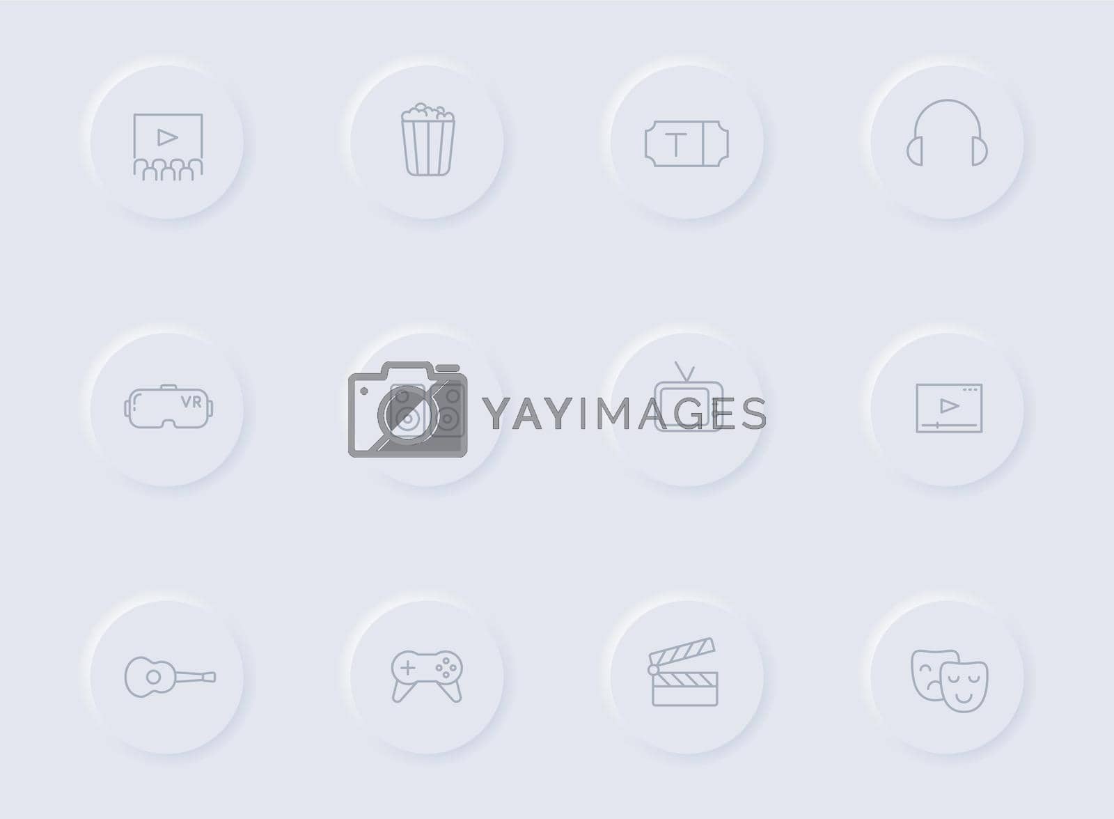 Royalty free image of entertainment gray vector icons on round rubber buttons. entertainment icon set for web, mobile apps, ui design and promo business polygraphy by govindamadhava108
