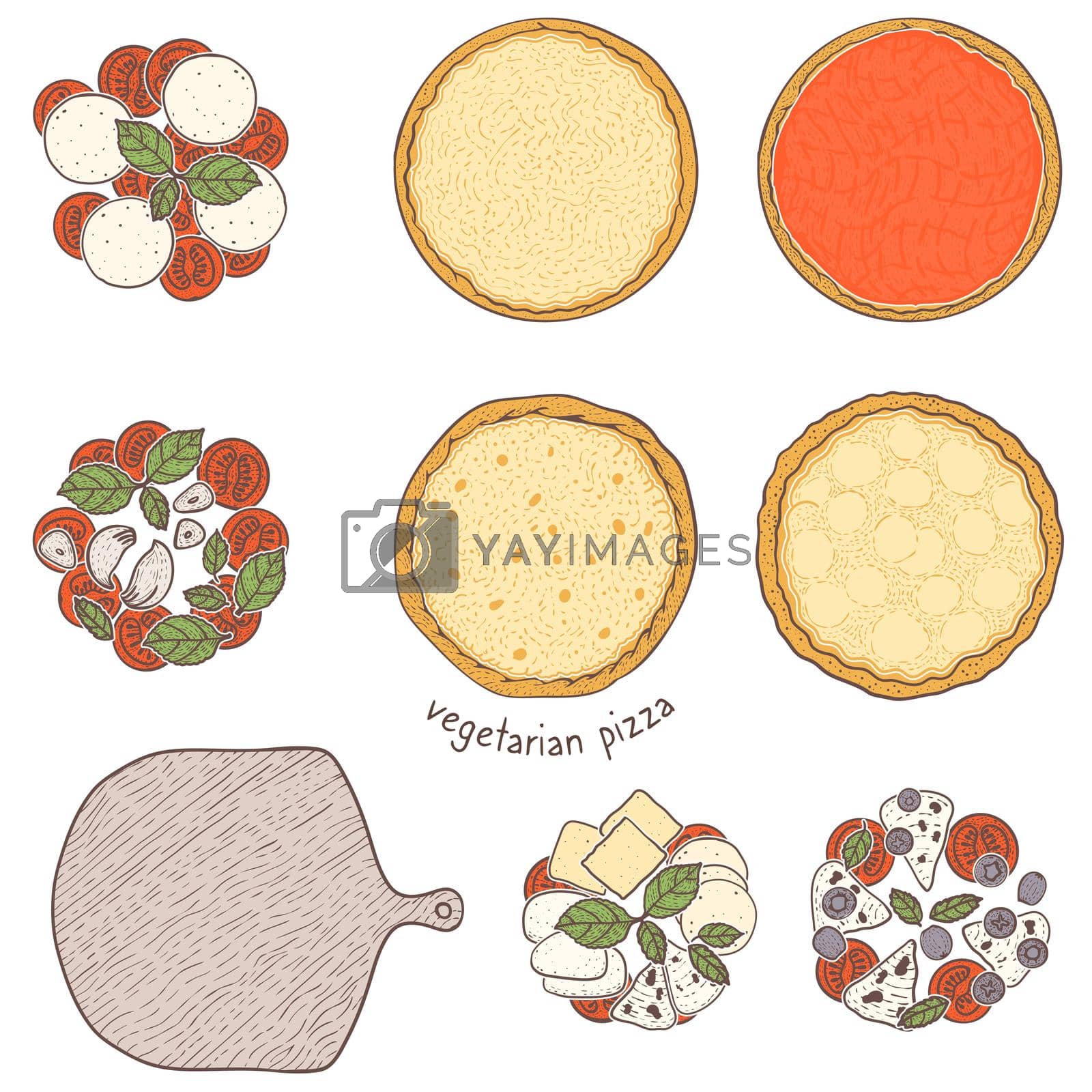 Royalty free image of Pizza crust and vegetarian topping by Xeniasnowstorm
