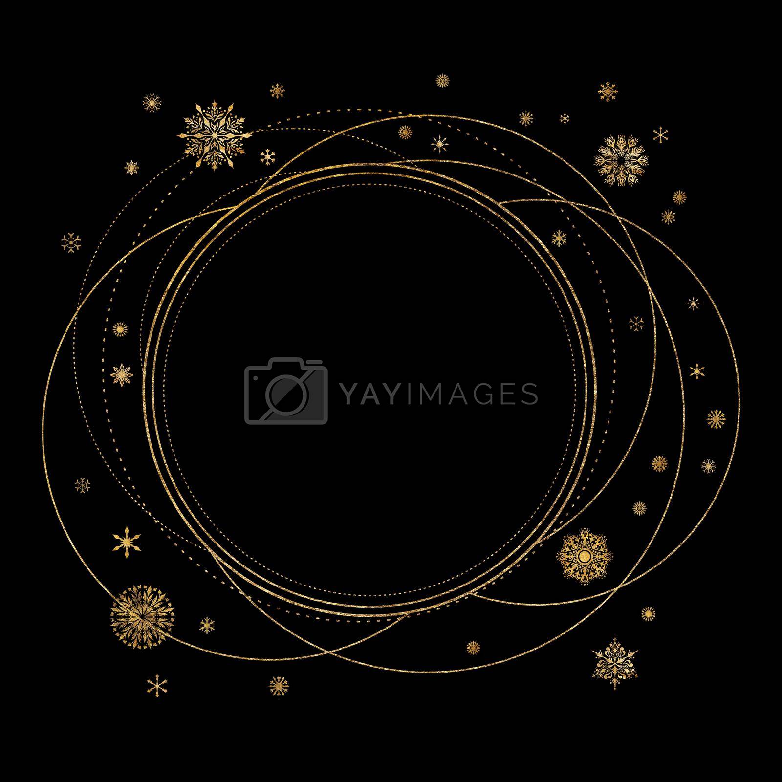 Royalty free image of Gold Glitter Festive Christmas Frame with Snowflakes by kisika