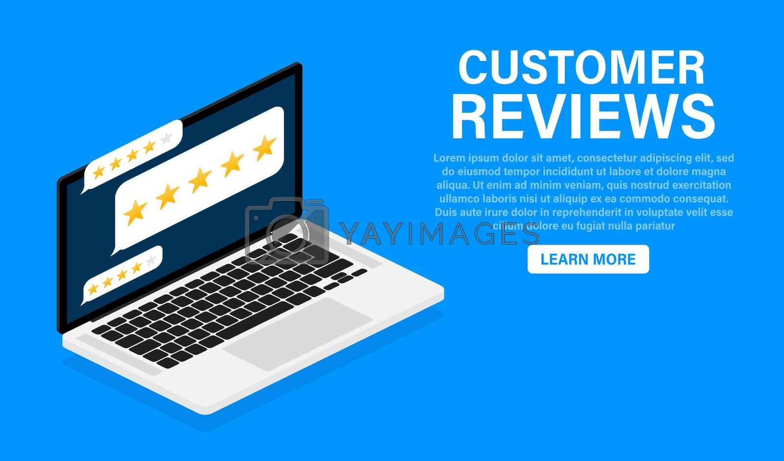 Royalty free image of Customer review with gold star icon in laptop screen. Vector illustration. by Vector-Up