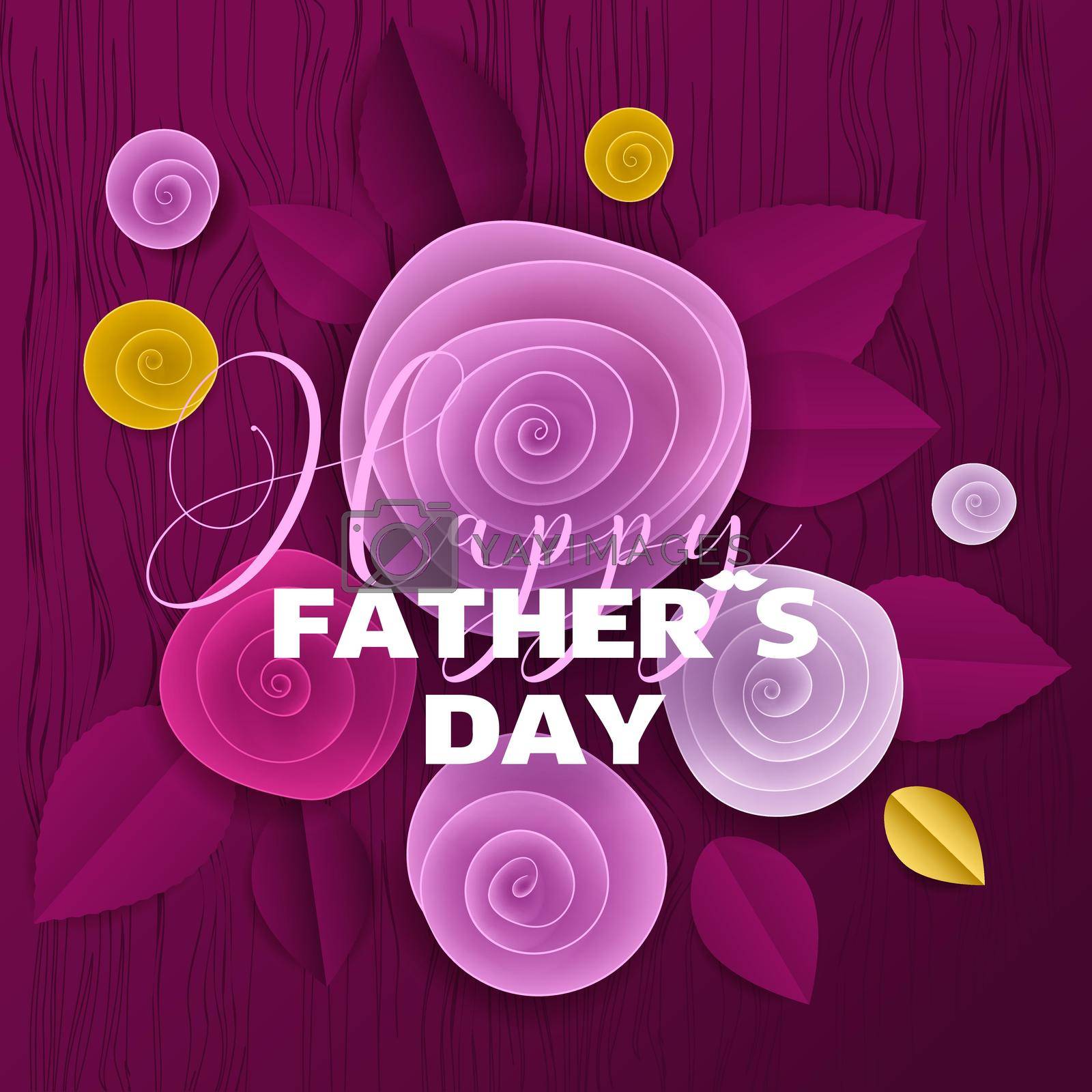 Royalty free image of Cut paper floral card Fathers Day by Xeniasnowstorm