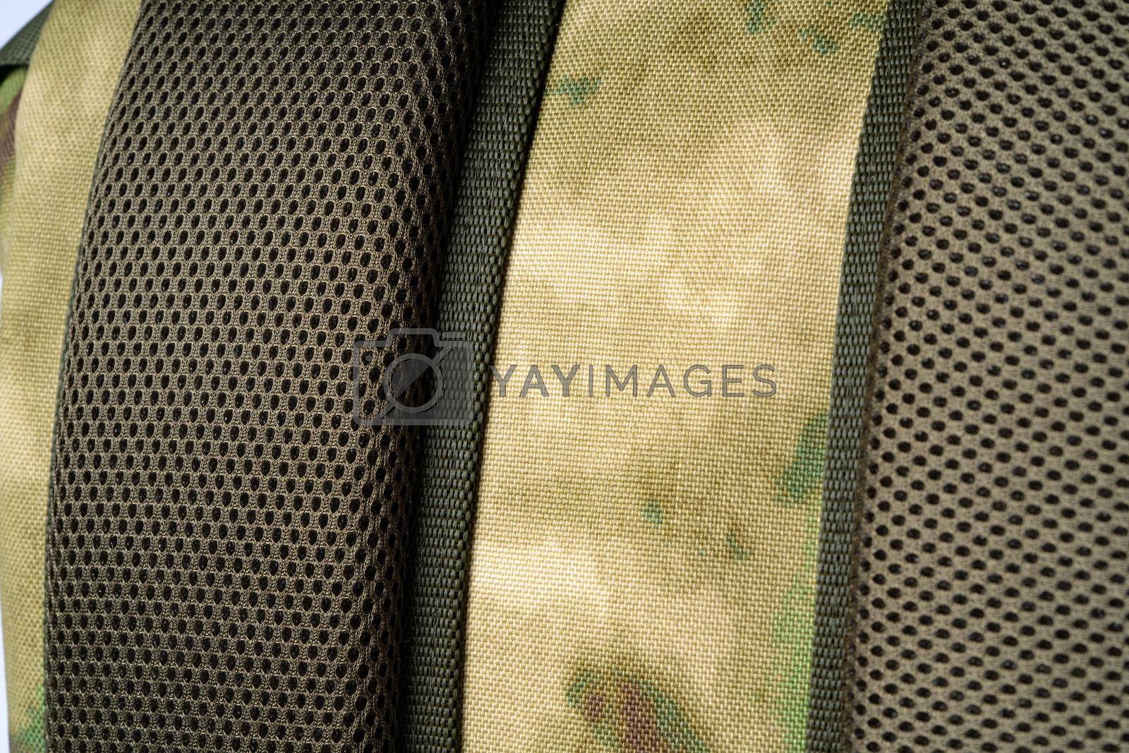 Royalty free image of Close up still life of a green army tactical backpack by Fabrikasimf