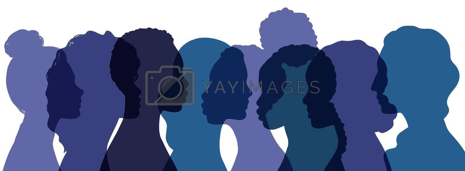 Royalty free image of Diversity multiethnic people. Group of people silhouettes with different culture and racial diversity. Multicultural abstract people background. by iliris