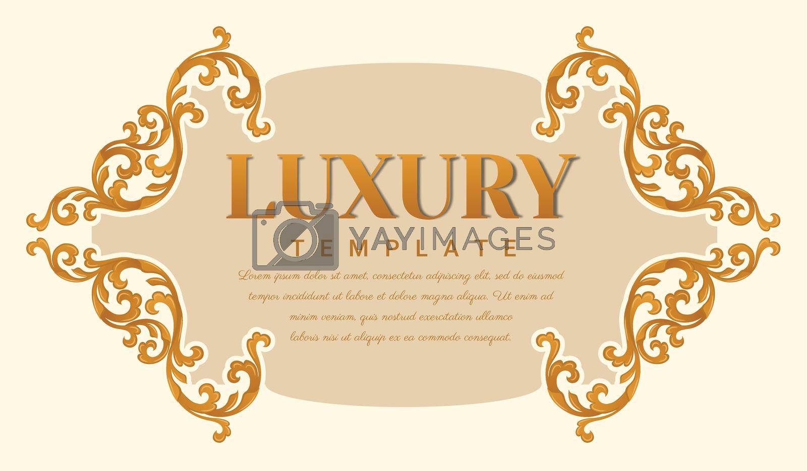 Royalty free image of Golden outline vintage frame for invitations and greeting cards. by Auchara