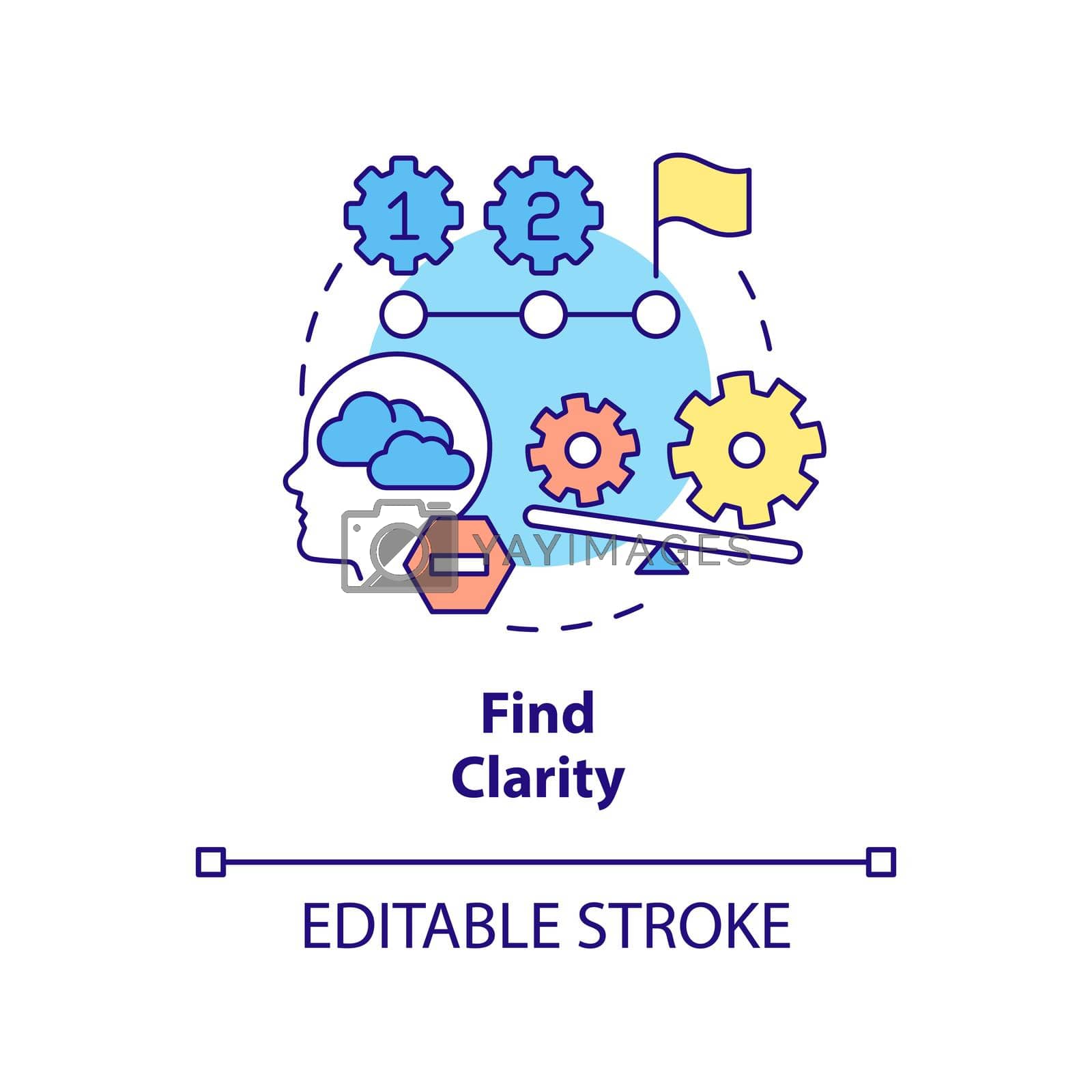 Find clarity concept icon. Organize factors. Adaptation to complex change abstract idea thin line illustration. Isolated outline drawing. Editable stroke. Arial, Myriad Pro-Bold fonts used