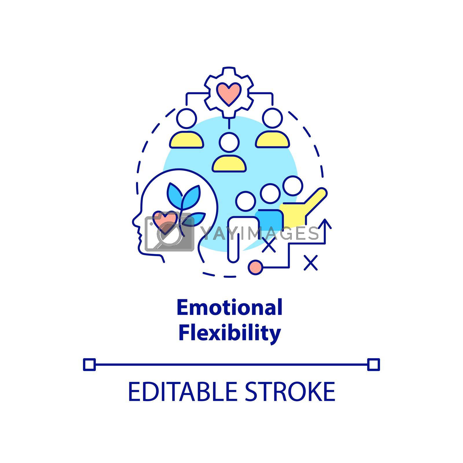 Emotional flexibility concept icon. Reaction to stress. Leader flexibility type abstract idea thin line illustration. Isolated outline drawing. Editable stroke. Arial, Myriad Pro-Bold fonts used