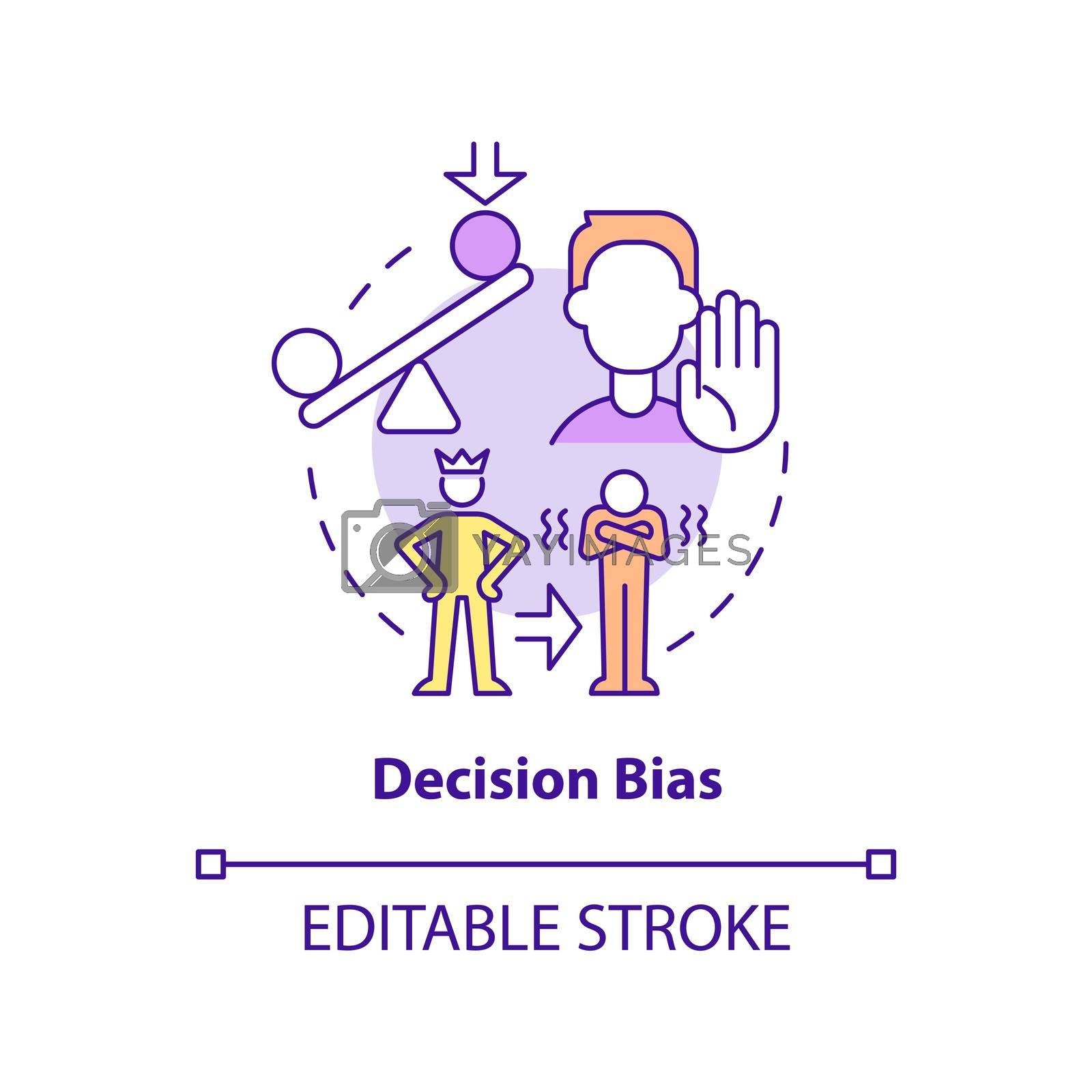 Decision bias concept icon. Reject new ideas. Adaptability enemy in HR abstract idea thin line illustration. Isolated outline drawing. Editable stroke. Arial, Myriad Pro-Bold fonts used