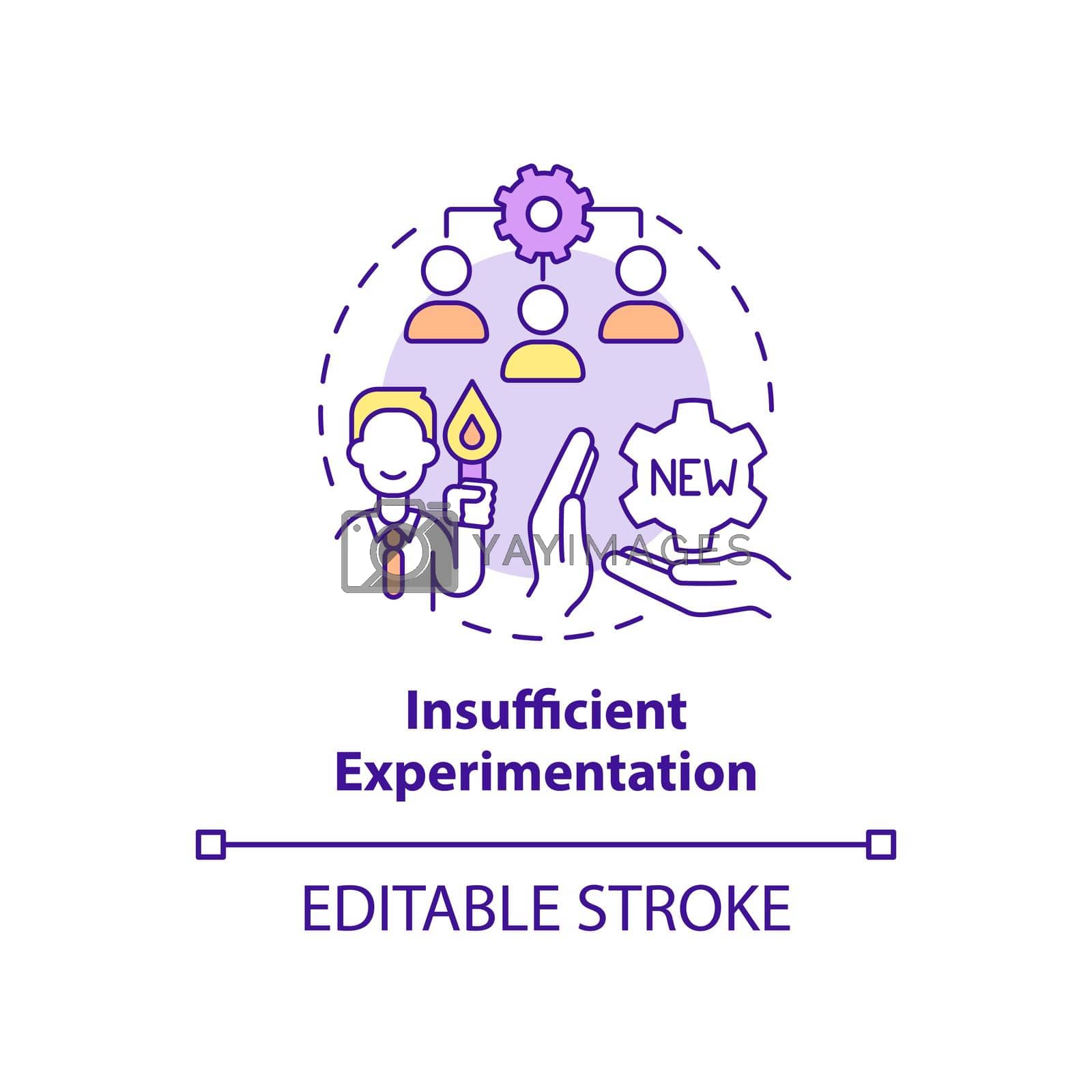 Insufficient experimentation concept icon. Adaptability enemy in HR abstract idea thin line illustration. Isolated outline drawing. Editable stroke. Arial, Myriad Pro-Bold fonts used