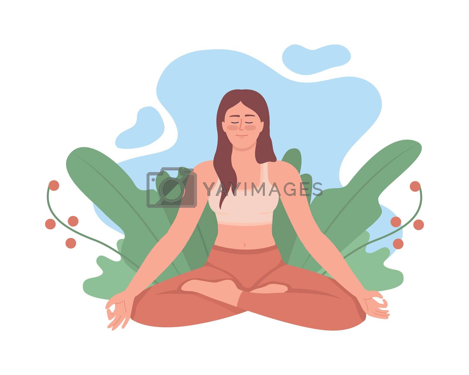 Royalty free image of Tranquil woman meditating outdoor 2D vector isolated illustration by ntl