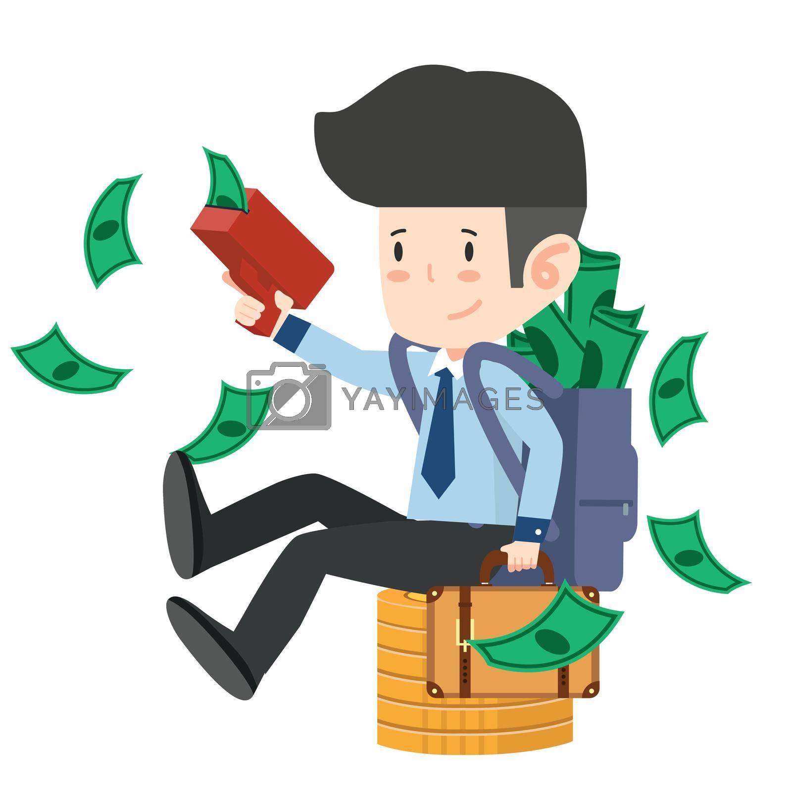 Royalty free image of businessman  With Money Gun Cartoon concept by focus_bell
