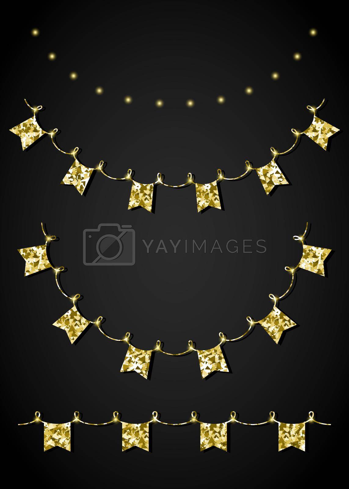 Royalty free image of Glitter golden festoon and garland by Xeniasnowstorm