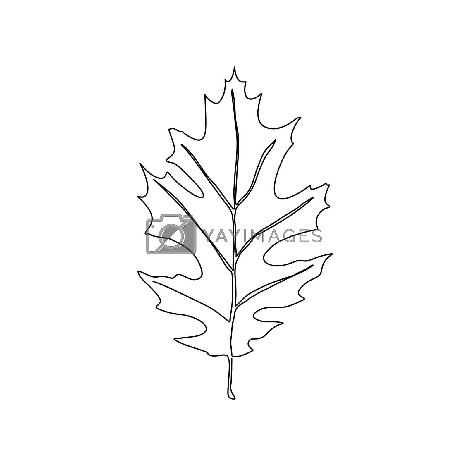 Royalty free image of Autumn leaf continuous line drawing. Autumn leaf one line style icon by Olga_OLiAN