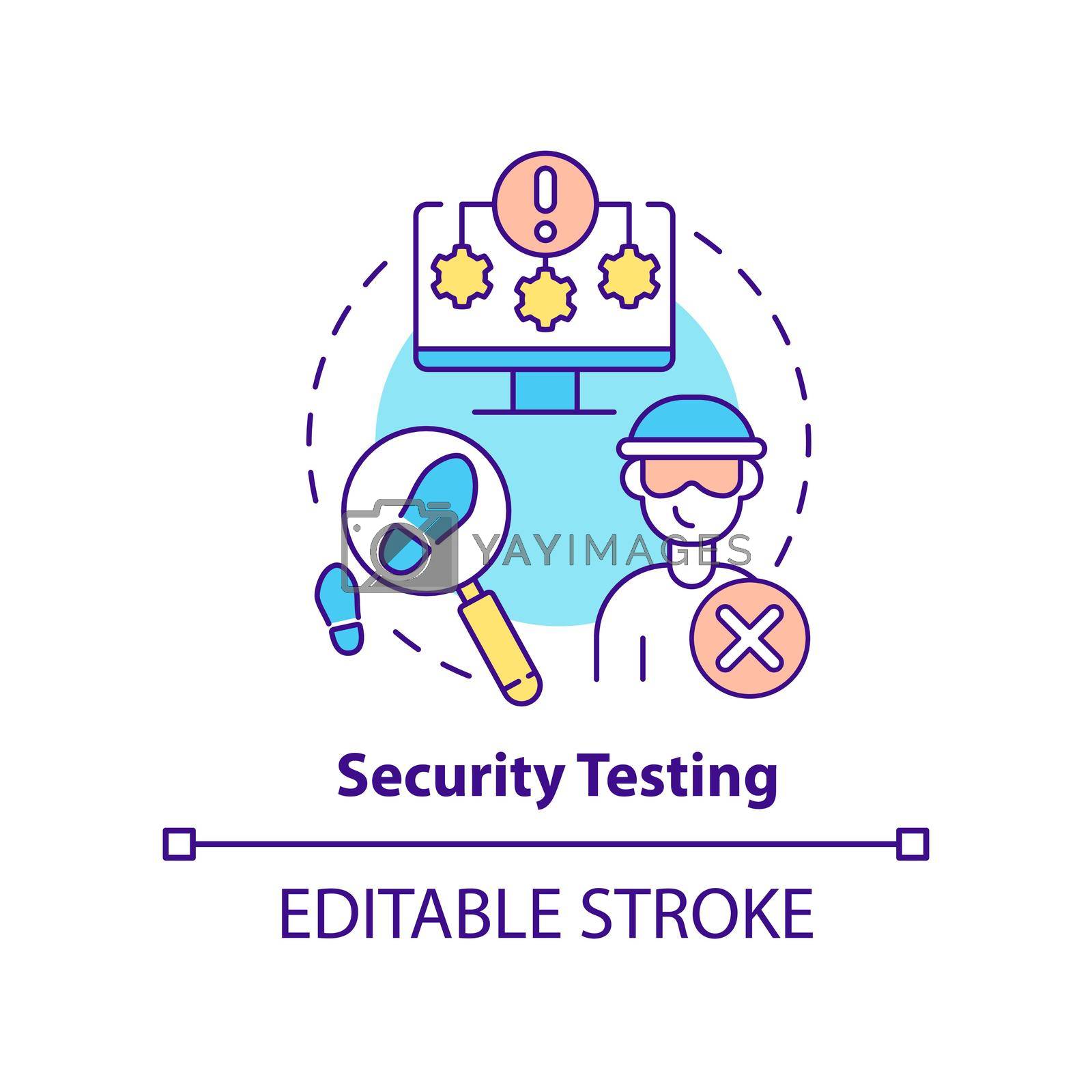 Security testing concept icon. Physical security plan component abstract idea thin line illustration. System protection. Isolated outline drawing. Editable stroke. Arial, Myriad Pro-Bold fonts used