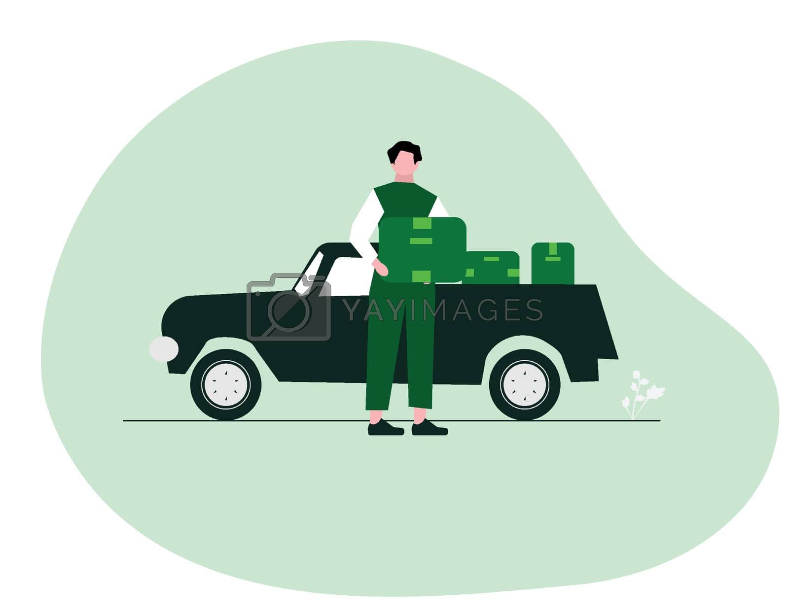 Royalty free image of Illustration people with delivery truck by Vinhsino