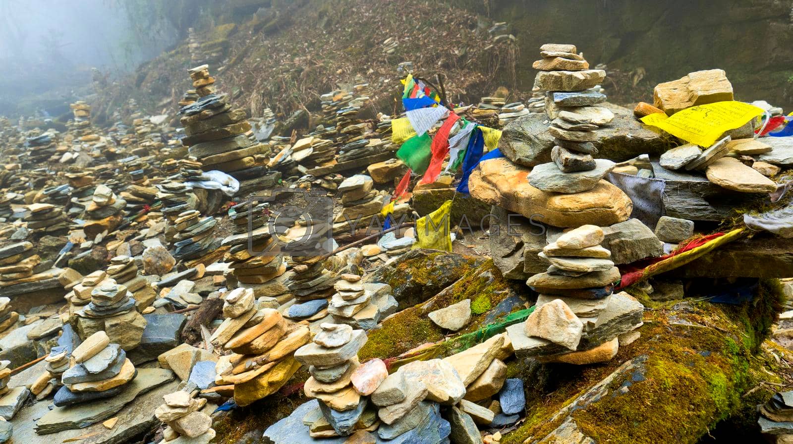Royalty free image of River Stacked Stones, Annapurna Conservation Area, Himalaya, Nepal by alcaproac