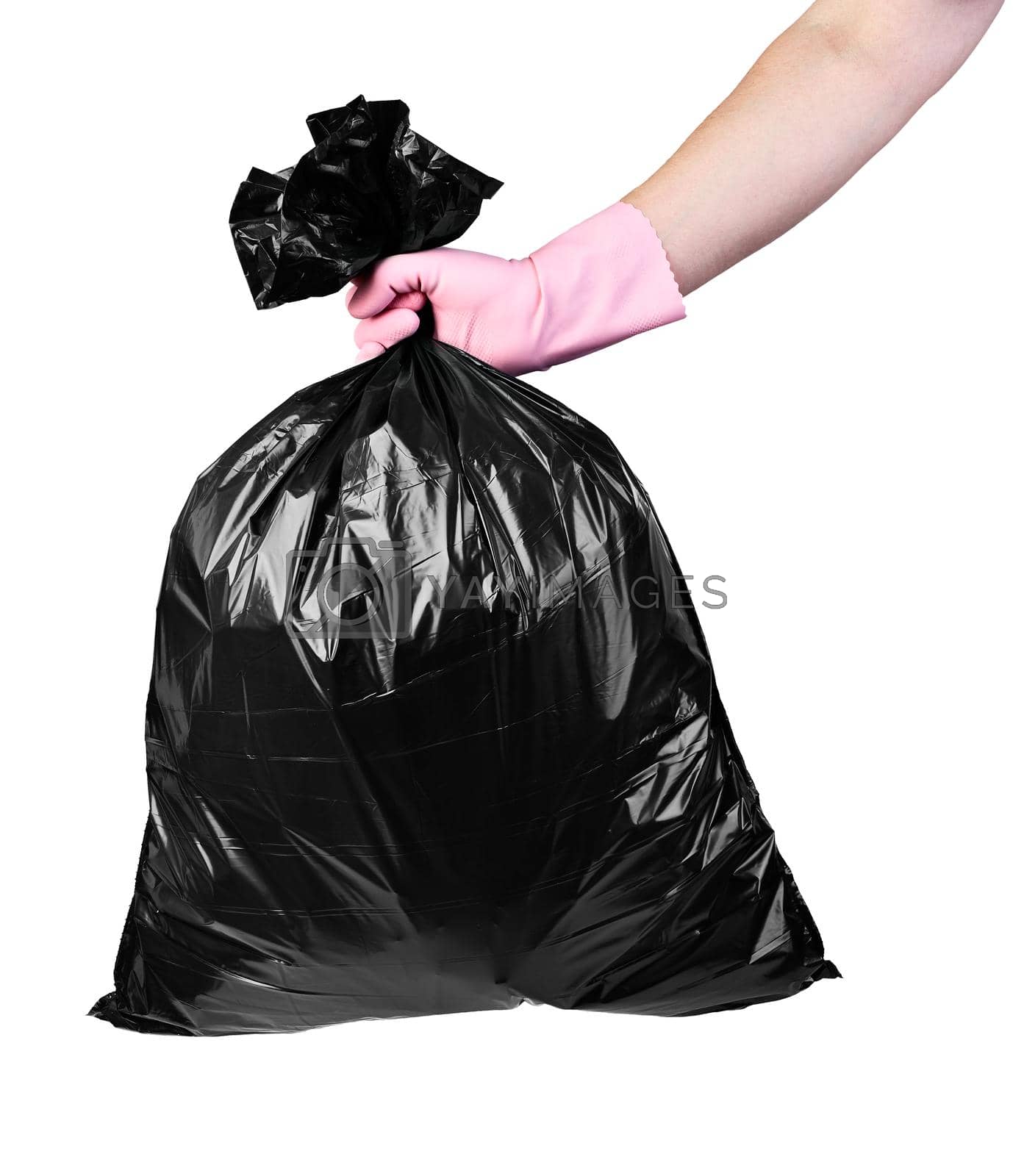 Royalty free image of plastic bag trash waste enviroment garbage pollution hand holding glove protective wear rubbish by Picsfive