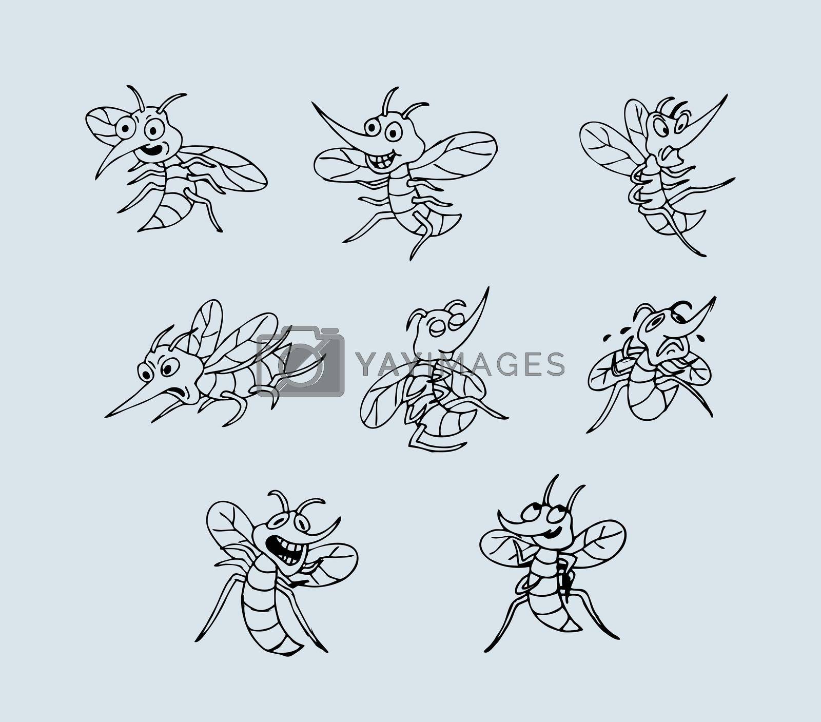 Royalty free image of Mosquitos Outline Art Sign  by Up2date
