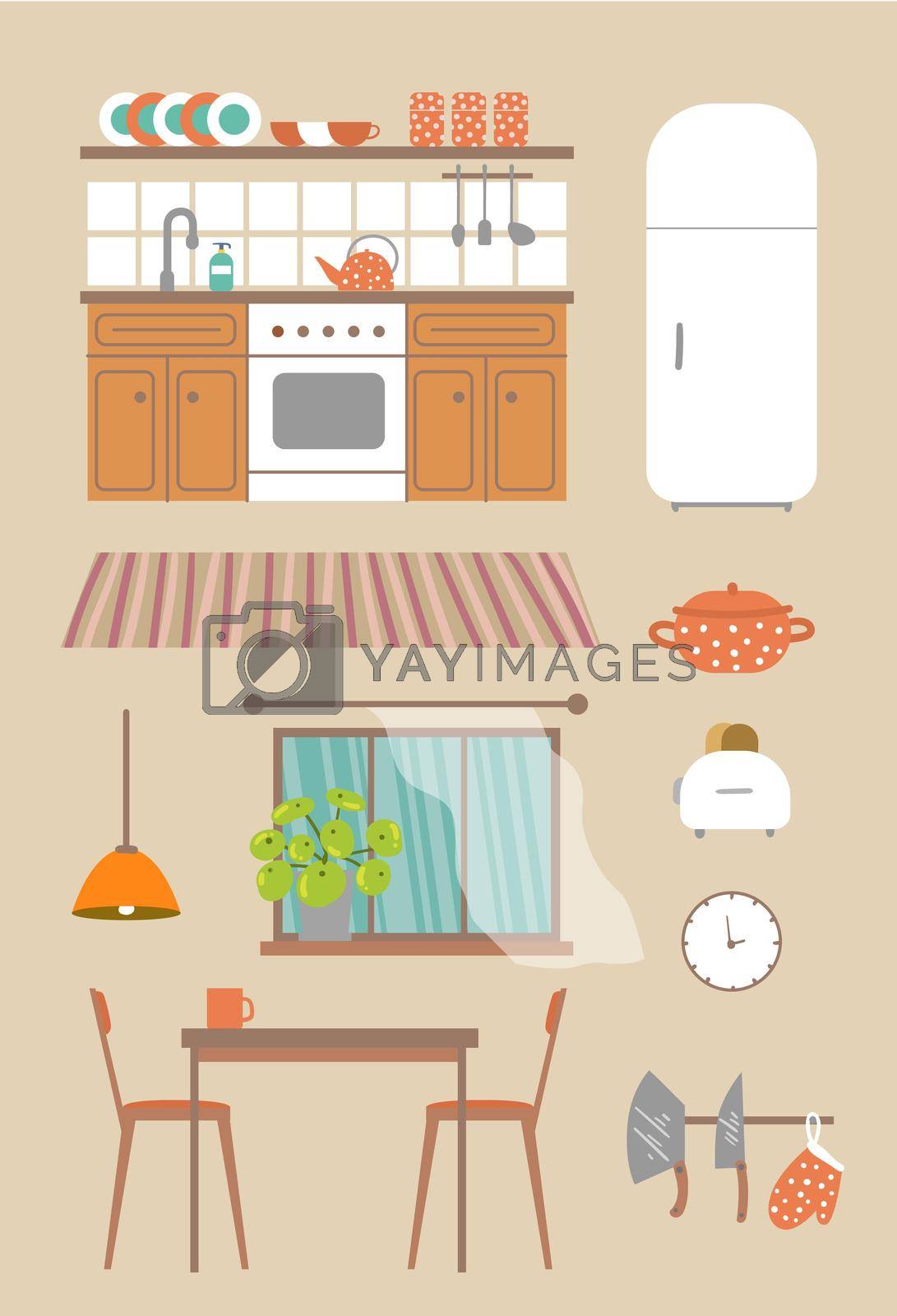 Royalty free image of Kitchen interior. Kitchen interior. Beutiful vector illustration. by steshnikova