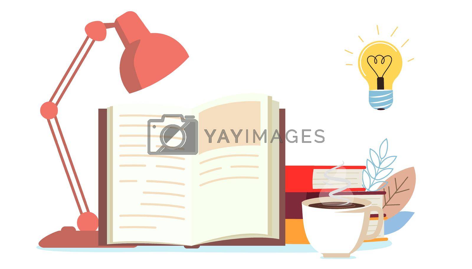 Royalty free image of Read more books Education learning concept with opening book or textbook by JulsIst