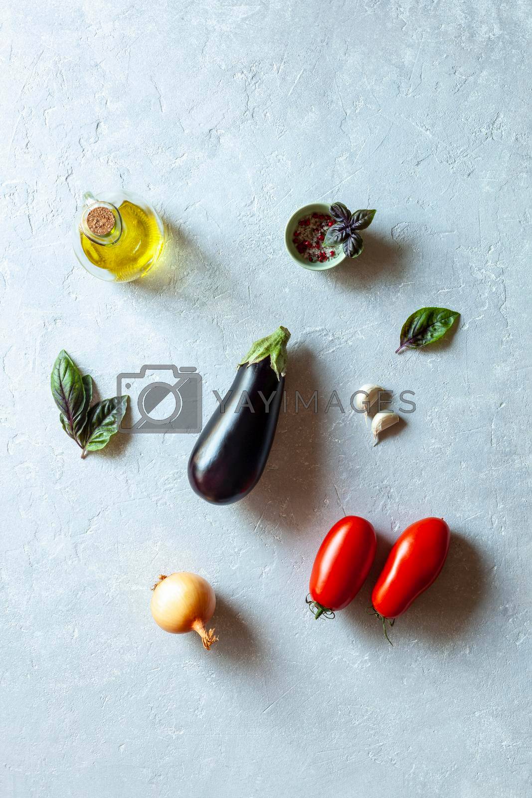 Royalty free image of Vegetables of mediterranean cuisine on grey background by lanych