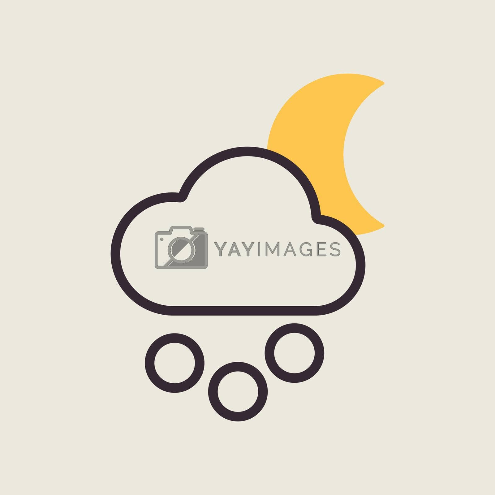 Moon cloud snow grain vector icon. Meteorology sign. Graph symbol for travel, tourism and weather web site and apps design, logo, app, UI