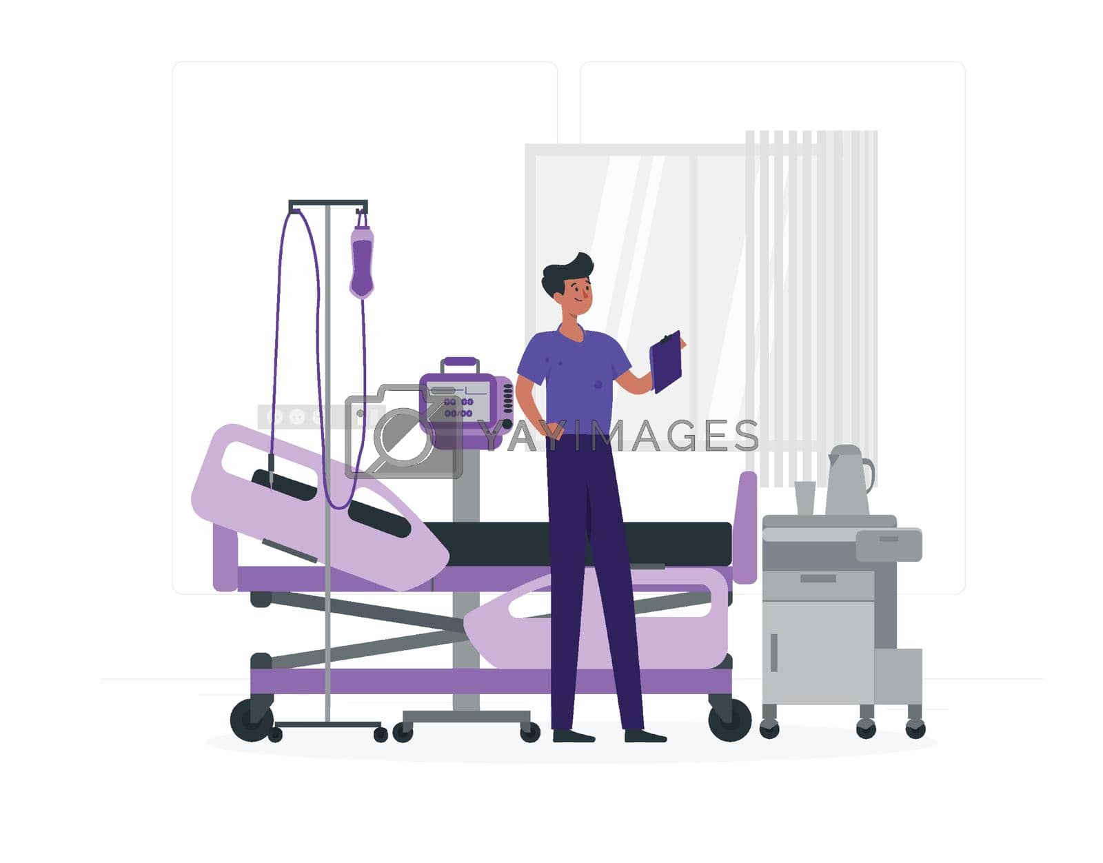 Royalty free image of Doctor in hospital room holding note flat design by Vinhsino