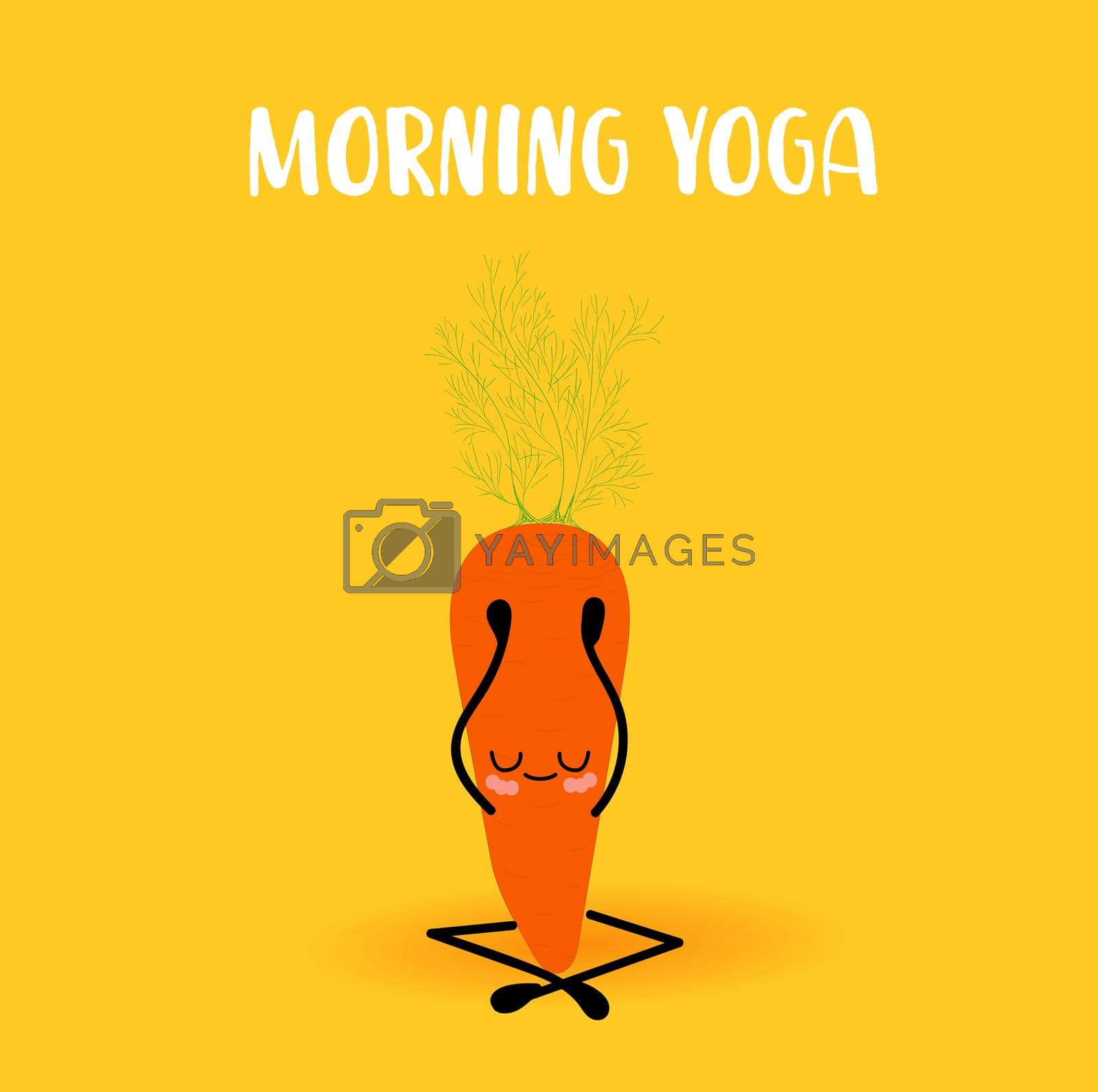 yoga vegetables. Healthy lifestyle. Sports and vegetarianism. Carrot characters. Yoga Pose Assans