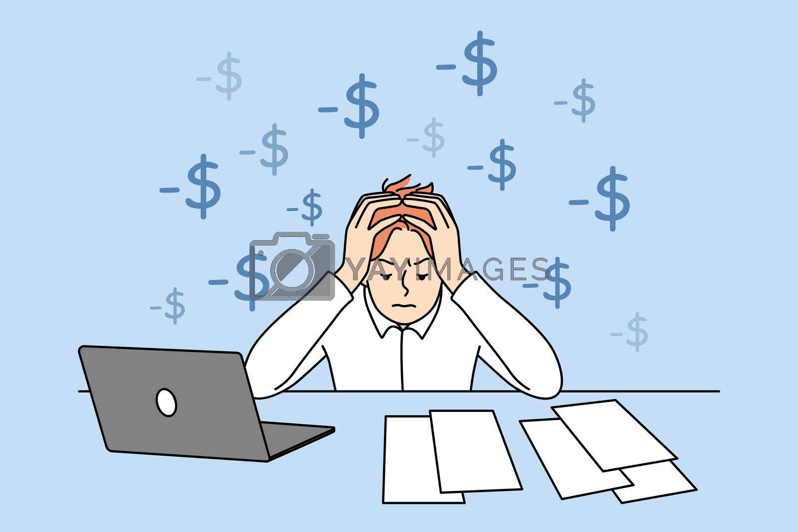 Royalty free image of Stressed man having financial problems by VECTORIUM