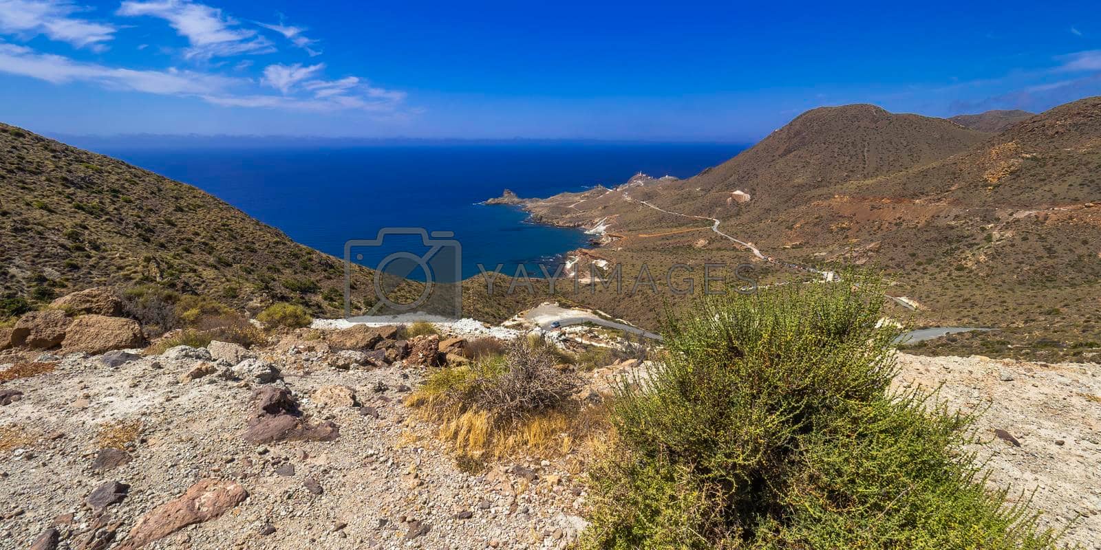 Royalty free image of Panoramic View from Vela Blanca Volcanic Dome, Cabo de Gata-Níjar Natural Park, Spain  by alcaproac