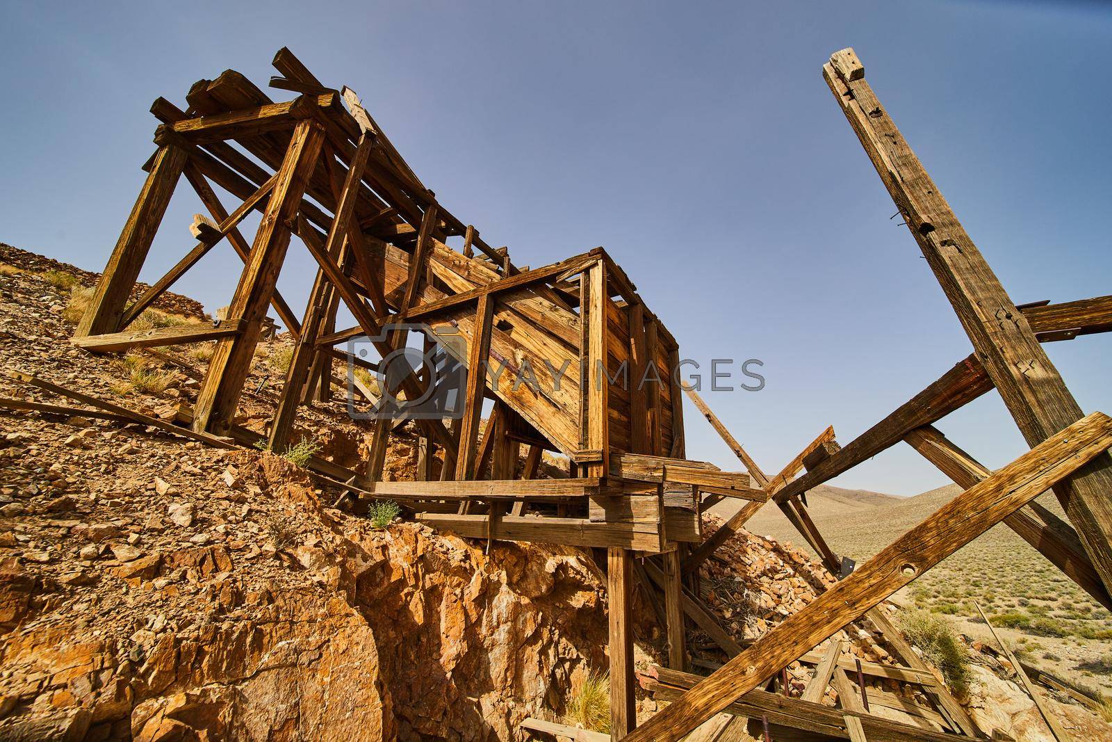 Royalty free image of Up close view of abandoned mining equipment in Death Valley desert by njproductions