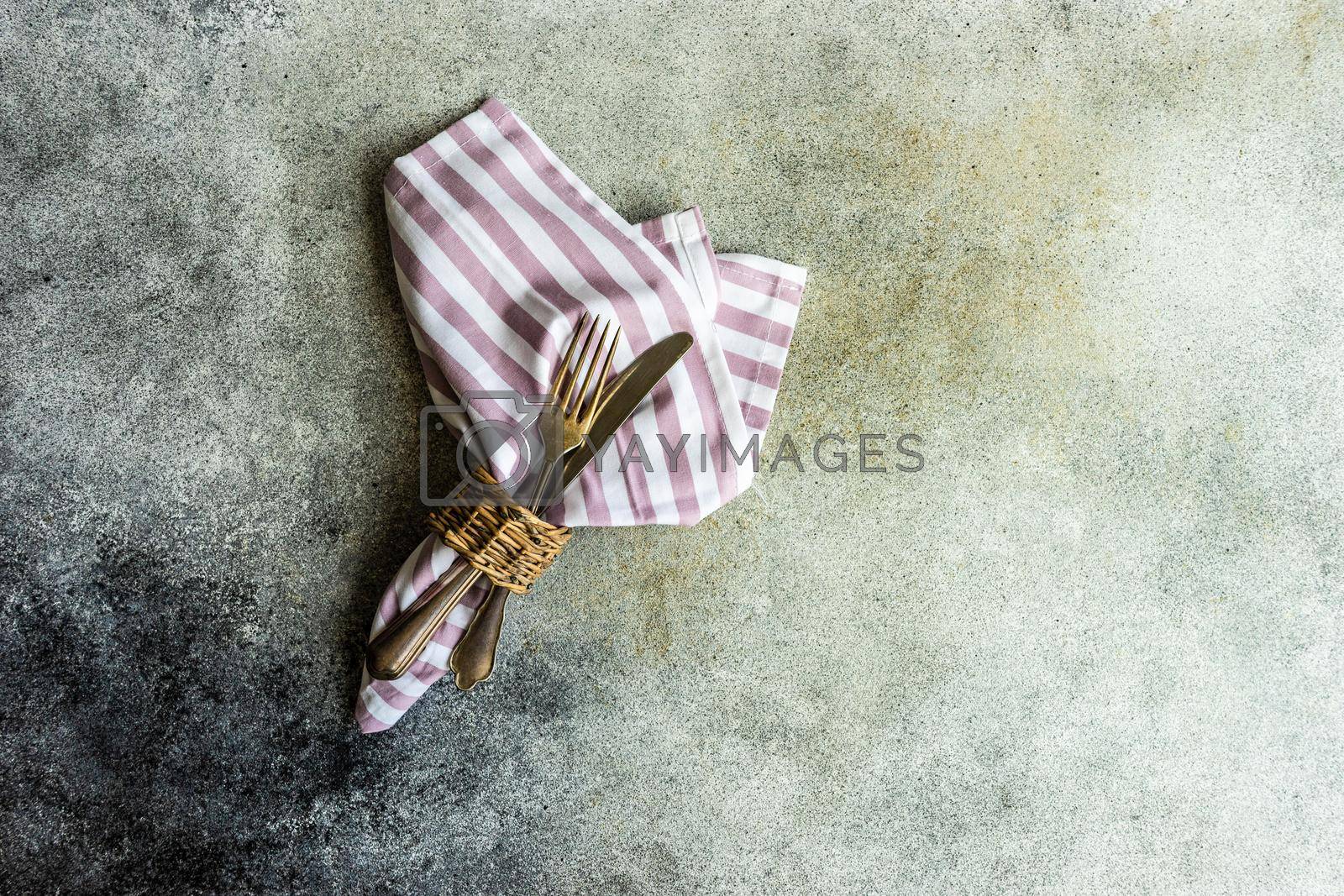 Royalty free image of Cutlery set with textile napkin  by Elet